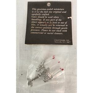 Vtg Craftmark Miniature 1/12 Scale Dollhouse Candelabra Silver White 2" Tall NOS